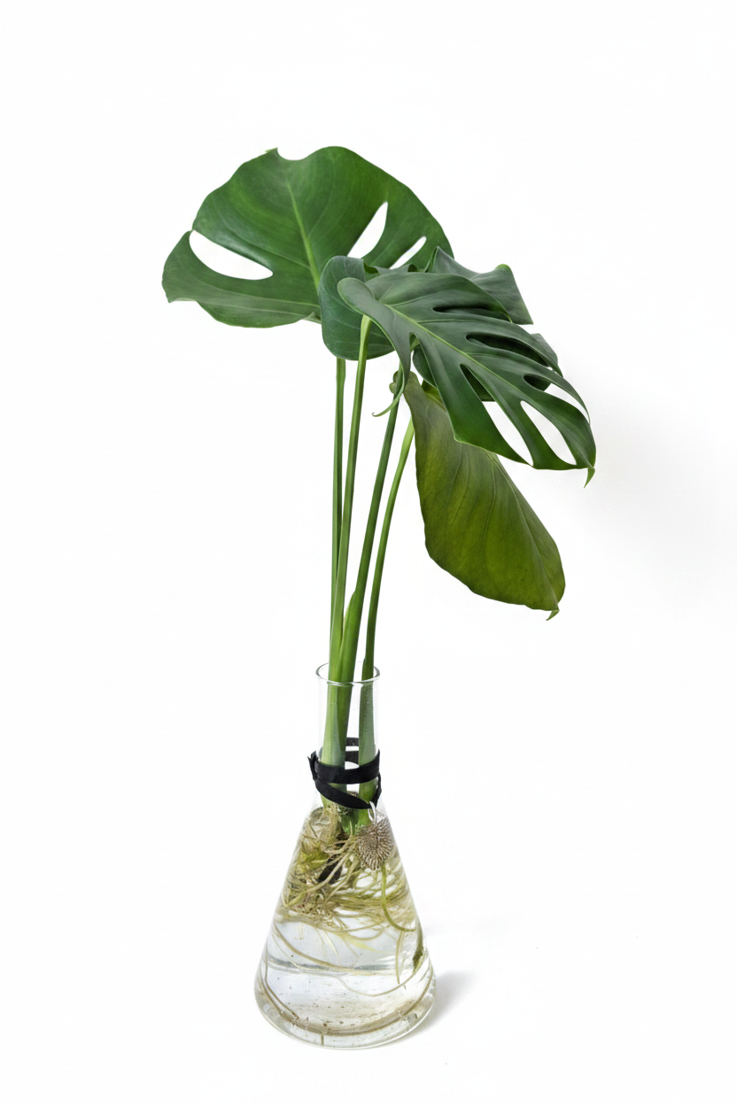 Monstera in Lab Vase - White Background